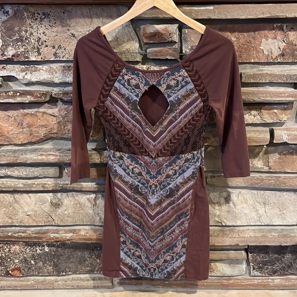 Free People Out of Africa Brown Stretch Cotton Dress - Picture 5 of 10